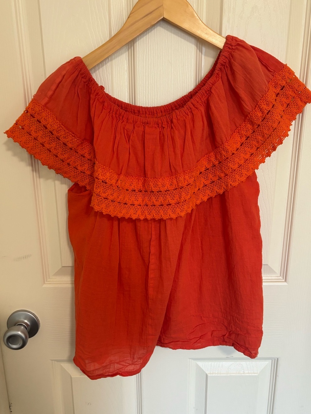 Boho Embroidered Off‑Shoulder romantic Top – Floral Festival Blouse Small - Picture 5 of 5
